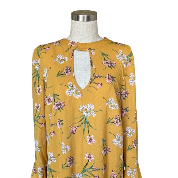 Xhilaration Yellow Floral High Neck Dress - Picture 2 of 5